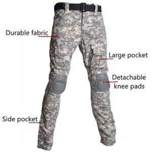 Hcclijo Men Combat Knee Tactical Military Army Trousers Hiking Camouflage Pants Ruin Gray XL