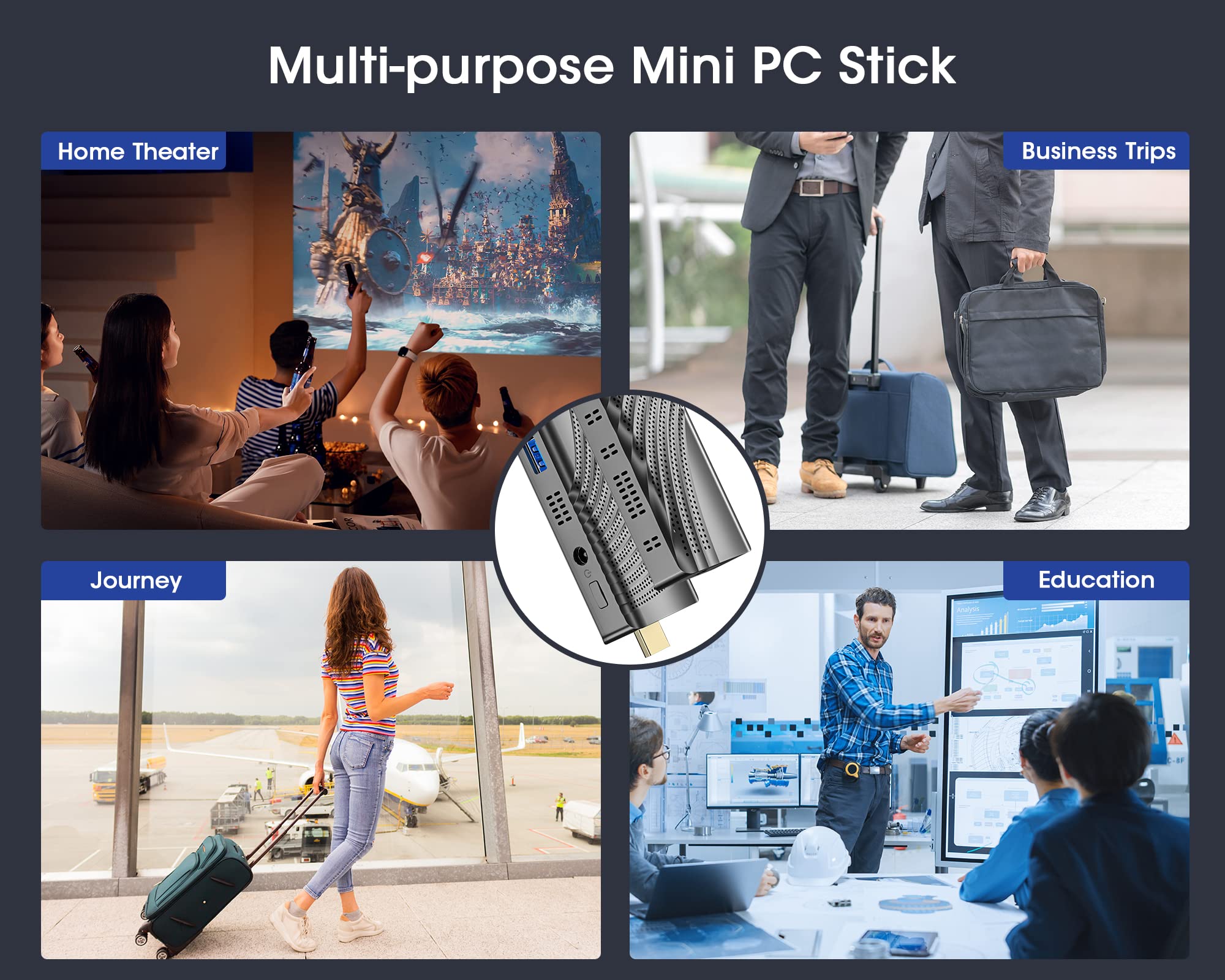 KAMRUI Mini PC Stick Windows 11 Pro, 8GB DDR4 128GB eMMC J4125 Intel Celeron (Up to 2.7GHz) Computer Stick Support 4K HDMI, 2.4G/5G WiFi BT4.2, USB3.0 Pocket Computer for Office Business Trip