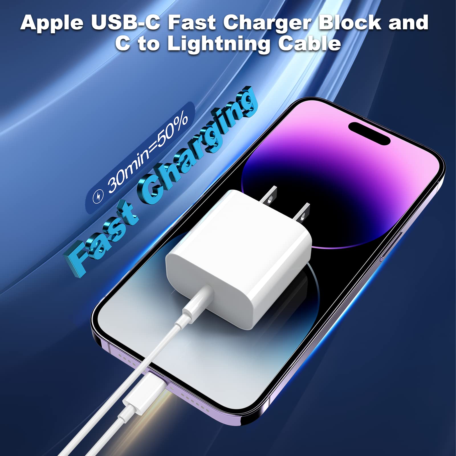 Fast Charger iPhone [MFi Certified], 3 Pack 20W USB C Fast Charging Block with 3pcs 6FT USB C to Lightning Cable for iPhone 14/14 Pro/14Pro Max/13/13 Pro/12/12 Pro/12 Pro Max/11/SE/XR/X