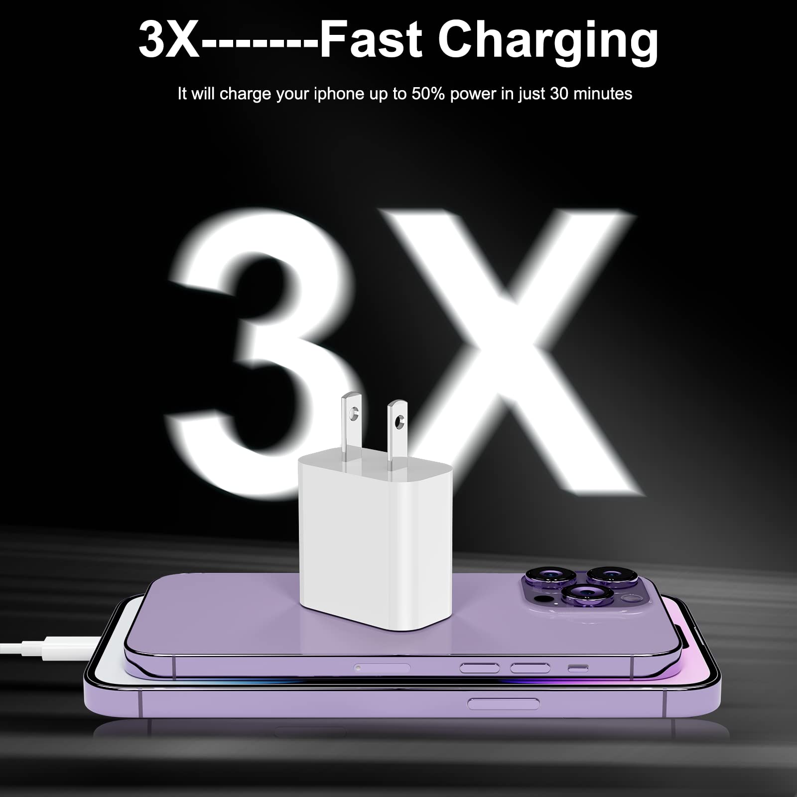 Fast Charger iPhone [MFi Certified], 3 Pack 20W USB C Fast Charging Block with 3pcs 6FT USB C to Lightning Cable for iPhone 14/14 Pro/14Pro Max/13/13 Pro/12/12 Pro/12 Pro Max/11/SE/XR/X