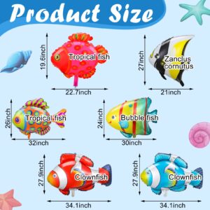 Karenhi 24 Pcs Large Fish Balloons Clownfish Foil Balloons Tropical Fish Party Decorations Inflatable Fish Ocean Animal Foil Balloons for Kids Birthday Under the Sea Themed Party Decorations