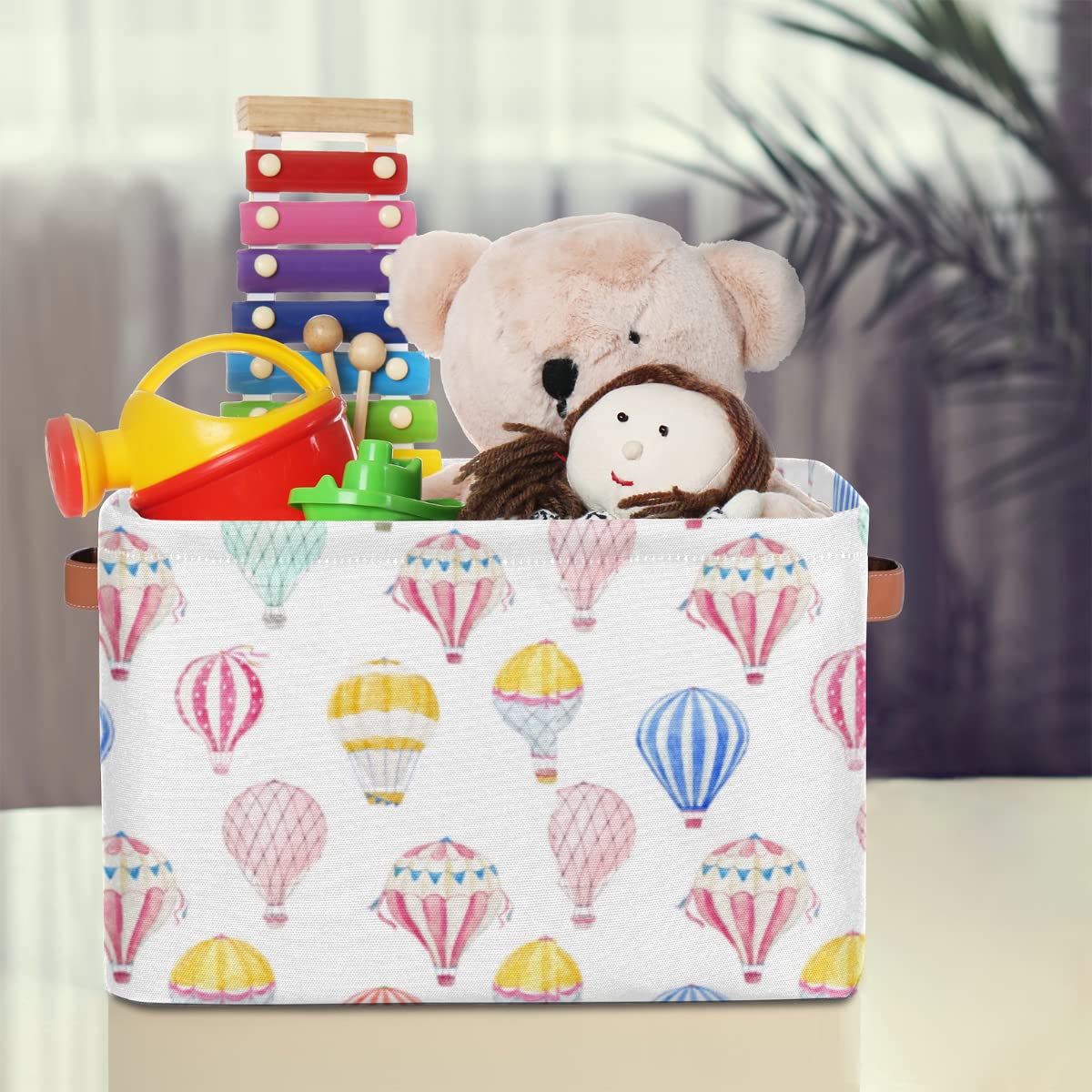 Fabric Storage Bins Hot Air Balloon Cute Small Shelf Basket With Handles Decorative Cubes Box Organizer Containers for Shelves Home Office Decor