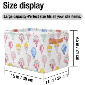 Fabric Storage Bins Hot Air Balloon Cute Small Shelf Basket With Handles Decorative Cubes Box Organizer Containers for Shelves Home Office Decor