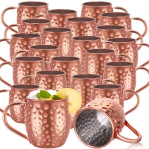 didaey 24 pcs moscow mule mugs set 12oz rose gold stainless steel moscow mule cups bulk tarnish resistant copper plated mug hammered finish cup chilled coffee mule mug for cocktail wedding gift