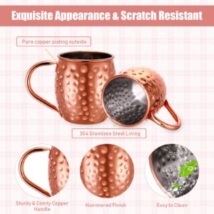 Didaey 24 Pcs Moscow Mule Mugs Set 12oz Rose Gold Stainless Steel Moscow Mule Cups Bulk Tarnish Resistant Copper Plated Mug Hammered Finish Cup Chilled Coffee Mule Mug for Cocktail Wedding Gift