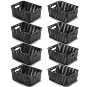 pack of 8 open storage bins plastic knit storage box baskets rectangle shelf basket organization organizers with handles