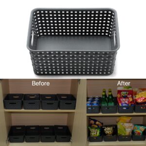 Pack of 8 Open Storage Bins Plastic Knit Storage Box Baskets Rectangle Shelf Basket Organization Organizers with handles