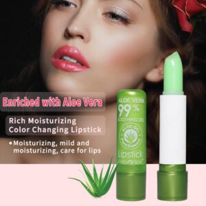 Eliversion Aloe Vera Lipstick, Magic Temperature PH Color Changing Moisturizing Lipstick, Tinted Lip Balm, Lip Tint, Lip Makeup, Glossier Lip Balm, Natural Lasting Moisturizing Lipstick for Women