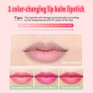 Eliversion Aloe Vera Lipstick, Magic Temperature PH Color Changing Moisturizing Lipstick, Tinted Lip Balm, Lip Tint, Lip Makeup, Glossier Lip Balm, Natural Lasting Moisturizing Lipstick for Women