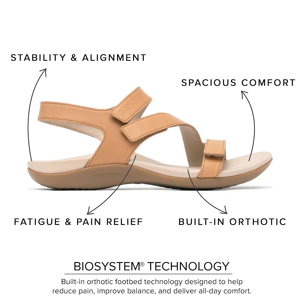 ABEO Oasis Sandals For Women | Arch Support Sandals | Ball of Foot Pain Relief | Built-In Metatarsal Pads Women | Ball Of Foot Cushions for Women Almond 8.5 Medium