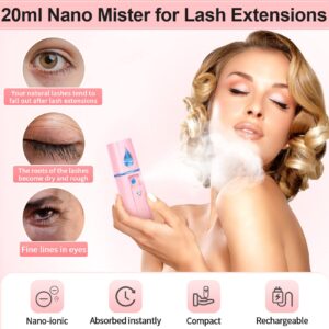 Guifizeiom Lash Shampoo for Lash Extensions, Eyelash Extension Cleanser Cleaning Kit Tech Supplies, USB Fan Nano Mister Makeup Remover Pad Wash Bottle Eyelash Aftercare Bag