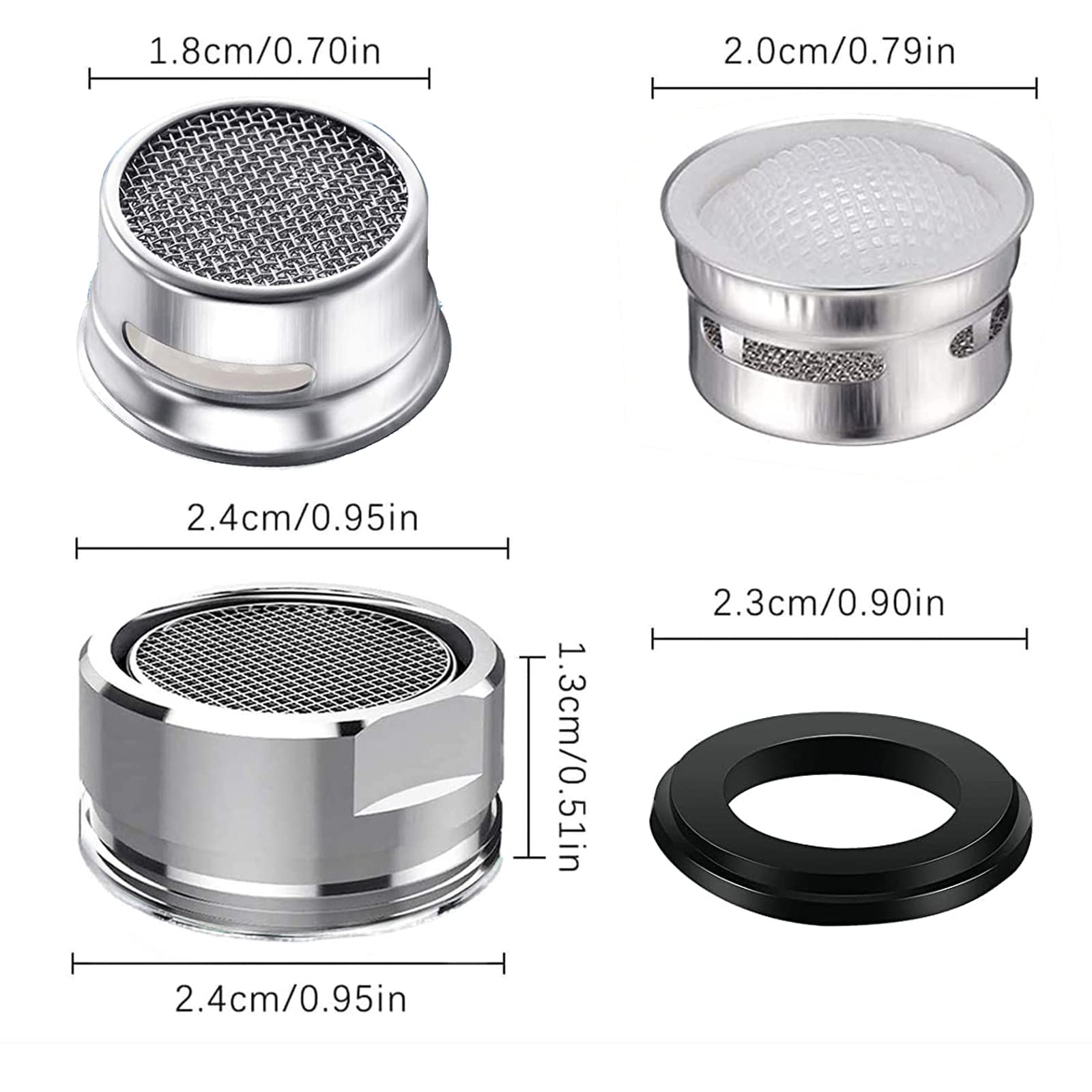 4Pcs Faucet Aerator 4 Pack Kitchen Sink Aerator Replacement Parts With Brass Housing 15/16 Inch Male Thread Aeratorwith gasket for kitchen and bathroom