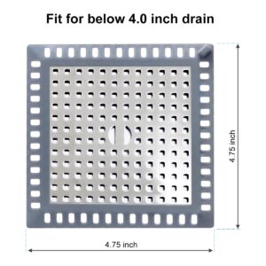 Seatery 2PCS Shower Drain Hair Catcher/Strainer/Cover/Filter/Trap, Bathroom Floor Drain, Stainless Steel and Silicone Drain Shield, Square