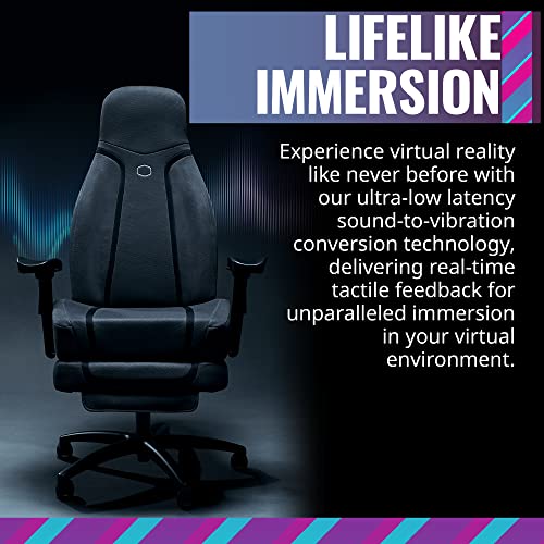 Cooler Master Synk X Ultra Black Ergonomic Real-Time Tactile Immersion Chair, Retractable Leg Rest, All-in-one Controller, Breathable Fabric, Stable Rolling Base, Solid Structure (IXC-SX1-K-US1)