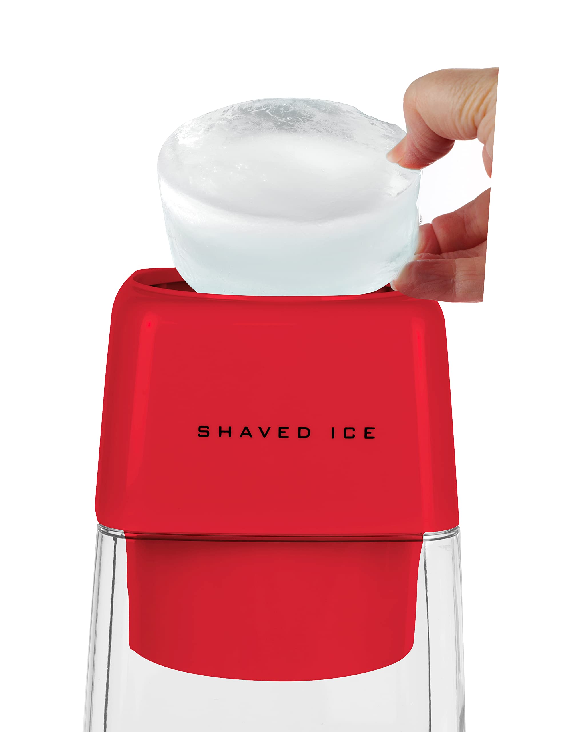 Nostalgia Retro Electric Table-Top Snow Cone Maker, Vintage Shaved Ice Machine Includes 1 Reusable Plastic Cup and Ice Mold, Red