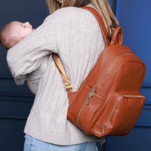 Love, Johnny Vegan Leather Diaper Bag and Backpack for Men and Women (Sierra Brown)