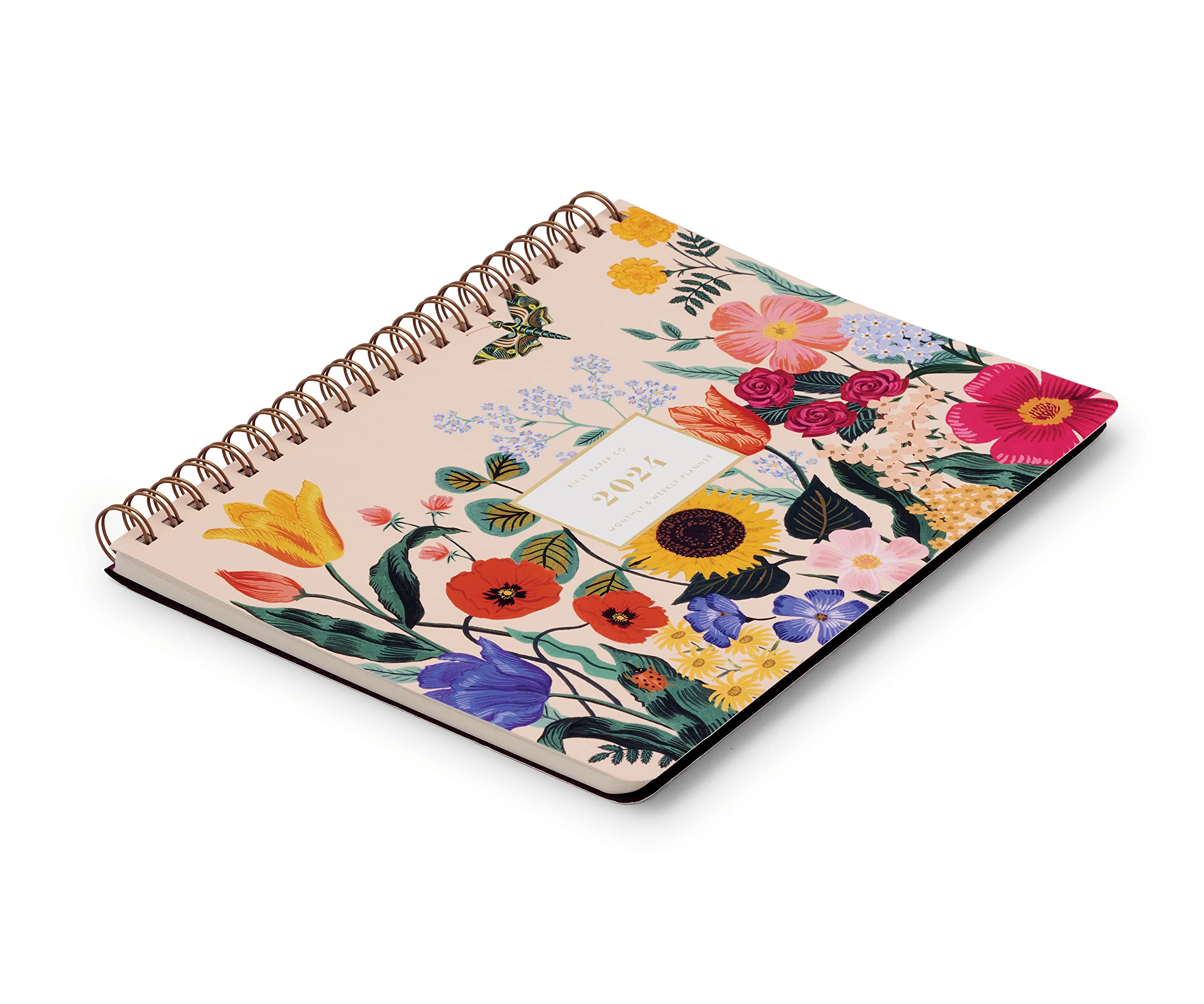 RIFLE PAPER CO. 2024 Blossom 12-Month Top Spiral Planner - Monthly and Weekly Dated Planner, Sturdy Double Spiral Top, Space for Monthly Notes and Weekly To Do List