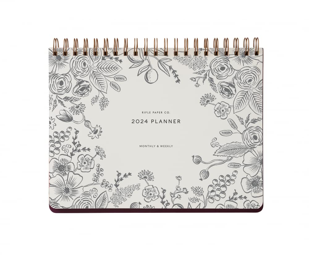 RIFLE PAPER CO. 2024 Blossom 12-Month Top Spiral Planner - Monthly and Weekly Dated Planner, Sturdy Double Spiral Top, Space for Monthly Notes and Weekly To Do List