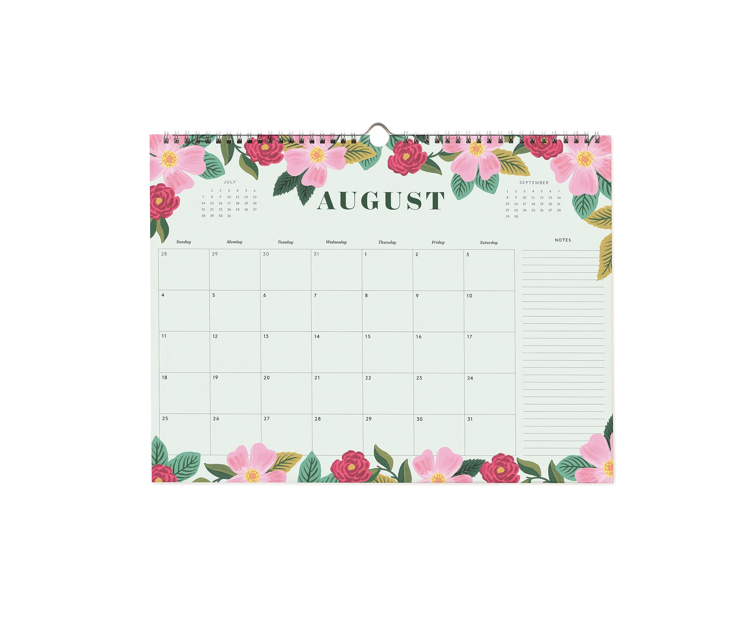 RIFLE PAPER CO. 2024 Appointment Calendar | 12 Month Dated Calendar, Space for Daily Engagement and Monthly Notes, Double Spiral with Center Notch for Easy Hanging (12" L x 16" W), Blossom