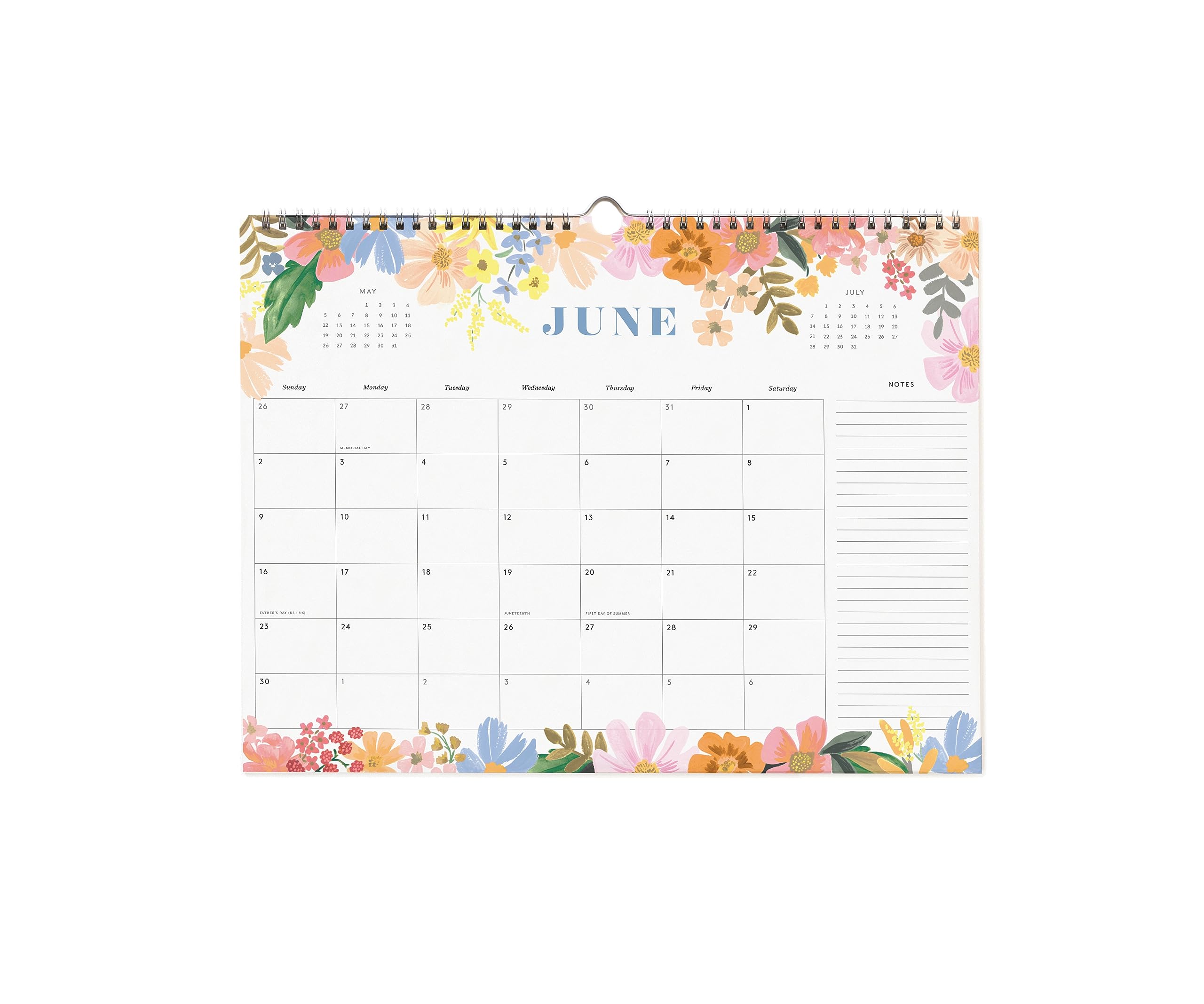 RIFLE PAPER CO. 2024 Appointment Calendar | 12 Month Dated Calendar, Space for Daily Engagement and Monthly Notes, Double Spiral with Center Notch for Easy Hanging (12" L x 16" W), Blossom