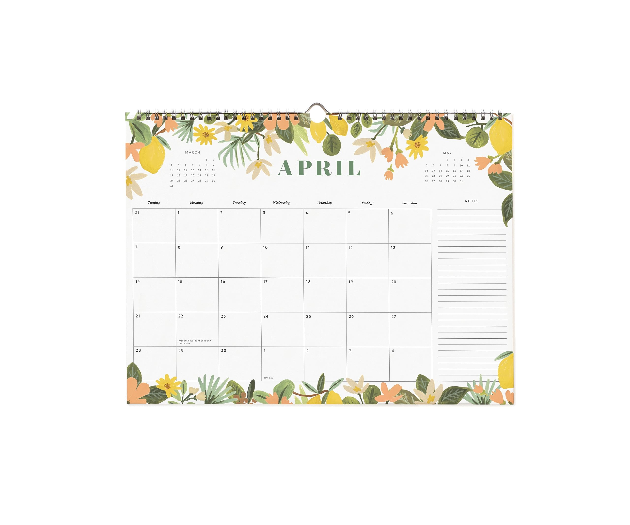 RIFLE PAPER CO. 2024 Appointment Calendar | 12 Month Dated Calendar, Space for Daily Engagement and Monthly Notes, Double Spiral with Center Notch for Easy Hanging (12" L x 16" W), Blossom