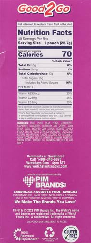 Welch's Fruit Snacks, Berries 'n Cherries, Perfect for School Lunches, Gluten Free, Bulk Pack, Individual Single Serve Bags, 0.8 oz (Pack of 40)