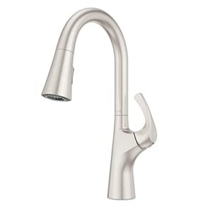 pfister talega kitchen faucet with pull down sprayer, single handle, high arc, spot defense stainless steel finish, f5297tegs