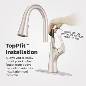 Pfister Talega Kitchen Faucet with Pull Down Sprayer, Single Handle, High Arc, Spot Defense Stainless Steel Finish, F5297TEGS