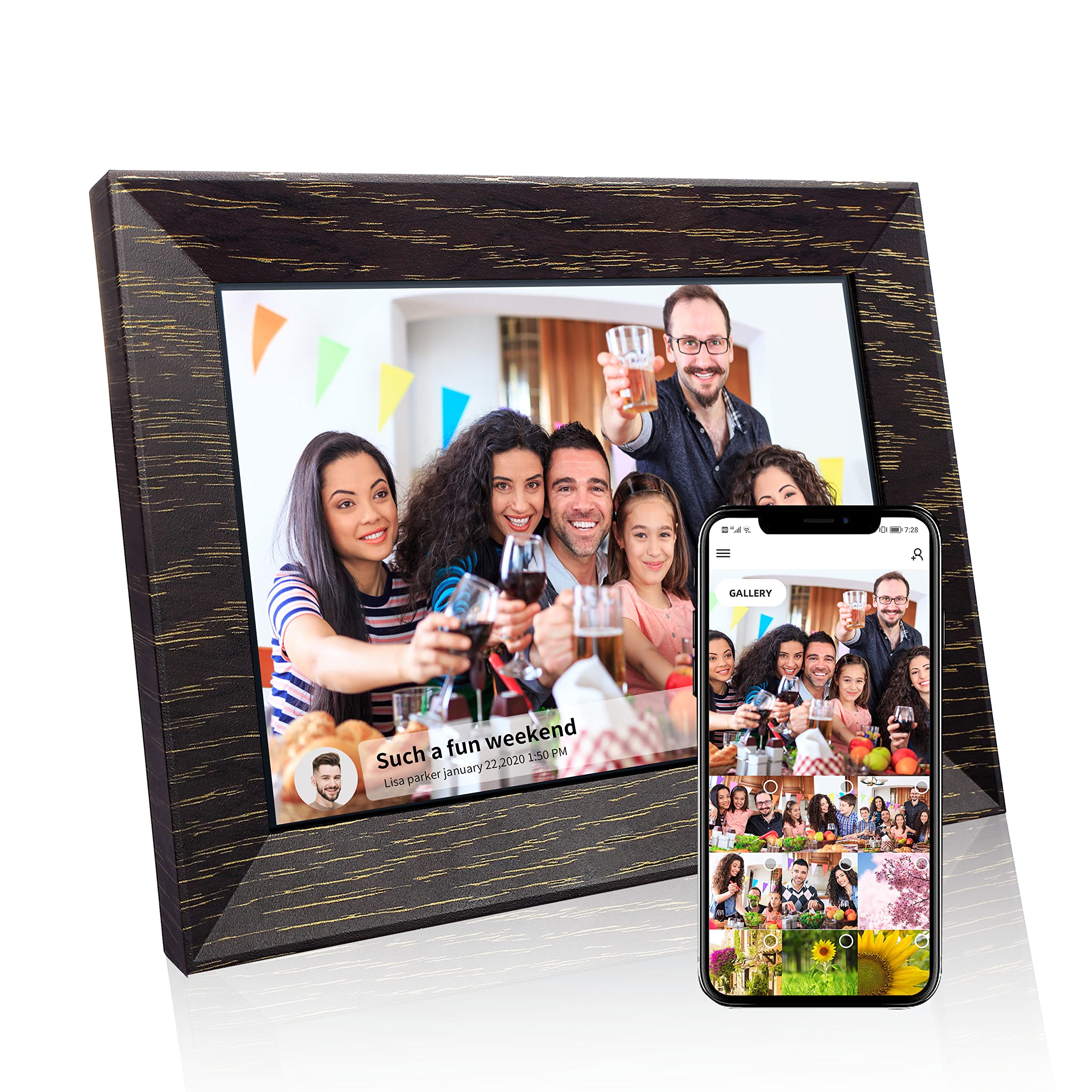 7 Inch Digital Picture Frame WiFi Digital Photo Frame, IPS HD Touch Screen Smart Photo Frame, 32GB Storage, Auto-Rotate, Easy Setup, Share Photos/Videos via Frameo App from Anywhere