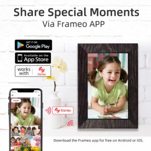 7 Inch Digital Picture Frame WiFi Digital Photo Frame, IPS HD Touch Screen Smart Photo Frame, 32GB Storage, Auto-Rotate, Easy Setup, Share Photos/Videos via Frameo App from Anywhere