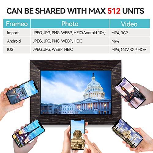 Digital Picture Frame 8 Inch Digital Photo Frame WiFi, 1280x800 IPS HD Touch Screen Smart Frame, 32GB Storage, Auto-Rotate, Wall Mountable, Share Photos/Videos Instantly via Frameo App from Anywhere