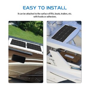 WUZECK Flexible Solar Panel 200W 12V/24V Starter Kit, 2X100W Monocrystalline Solar Panel,20A Charge Controller Power for RVs,Boat,Caravan (200W Solar Panel kit)