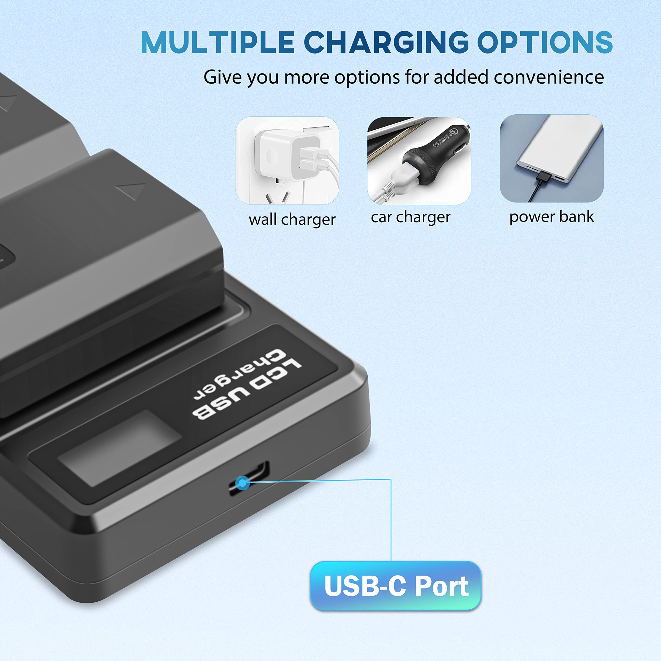 2 Pack NP-FZ100 Battery & Battery Charger Replacement for Sony Alpha A7 IV / A7 III / A7R V / A7R IV / A7R III / A7S III / A7C / A6600 / FX3 / A9 / A9 II / A1 Rechargeable Camera Battery