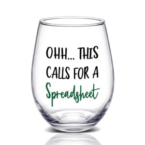 dazlute accountant gifts, this calls for a spreadsheet stemless wine glass for women accountant banker coworkers cpa graduation boss friends, spreadsheet gifts for office nerd christmas birthday, 17oz