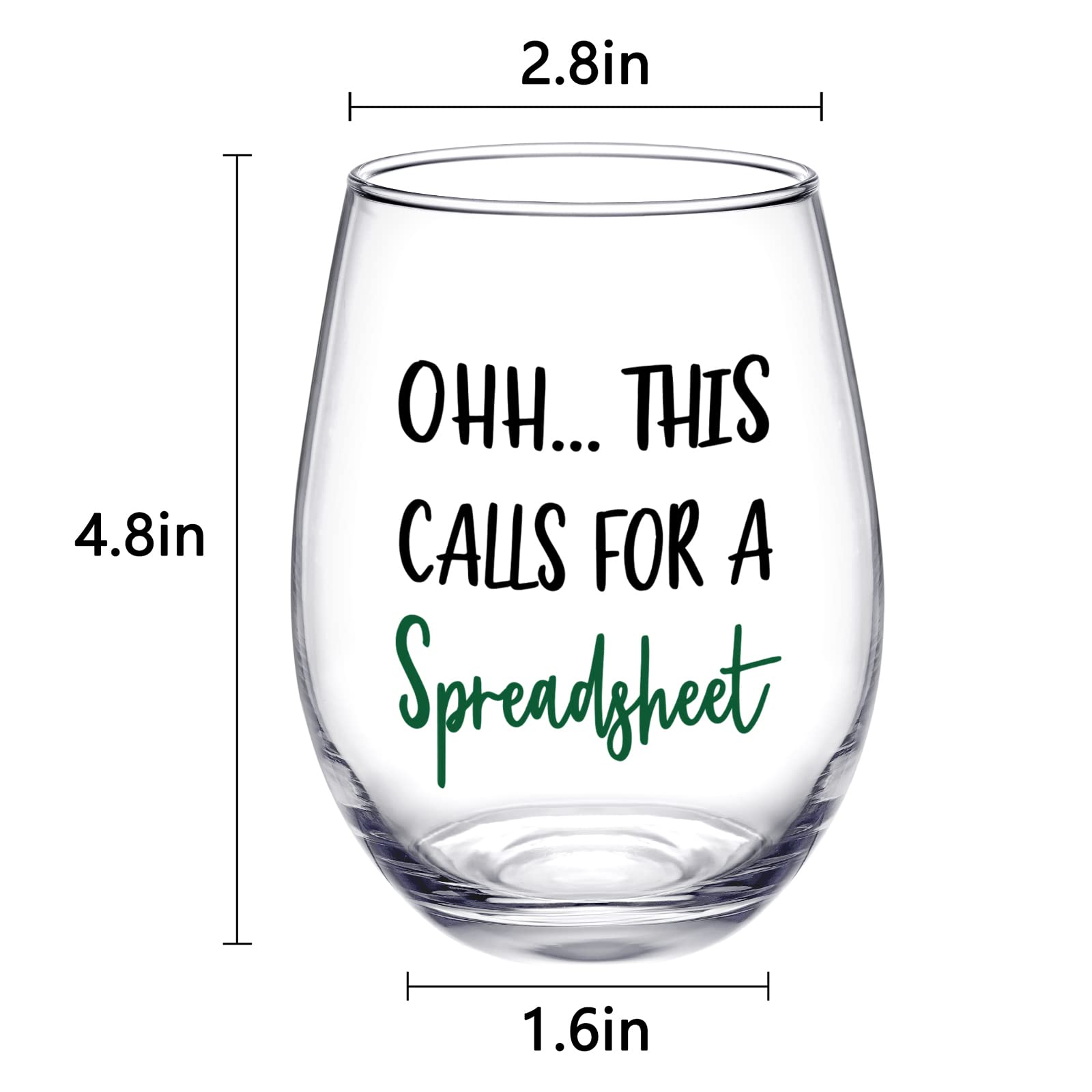 DAZLUTE Accountant Gifts, This Calls for A Spreadsheet Stemless Wine Glass for Women Accountant Banker Coworkers CPA Graduation Boss Friends, Spreadsheet Gifts for Office Nerd Christmas Birthday, 17oz