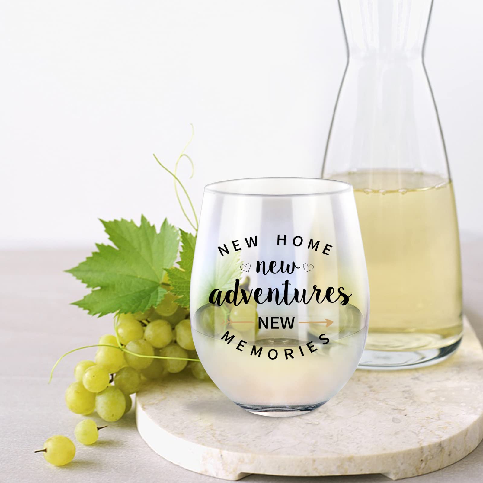 Housewarming Gifts for New Home - New Home New Adventure New Memories Funny Rainbow Wine Glass for New Home House Owner Friends Couple Women Men, Unique First Time House Owner Gift for Men and Women