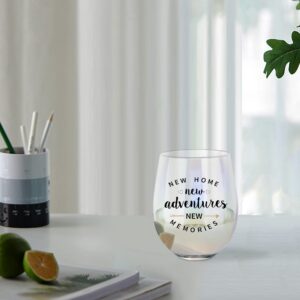 Housewarming Gifts for New Home - New Home New Adventure New Memories Funny Rainbow Wine Glass for New Home House Owner Friends Couple Women Men, Unique First Time House Owner Gift for Men and Women