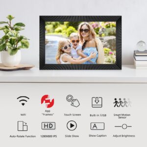 FRAMEO WiFi Digital Photo Frame 10.1 inch with 32GB Internal Storage Smart Digital Photo Frame with IPS Touch Screen 1280x800 Digital Picture Frame Share Photos or Videos Instantly via Frameo APP