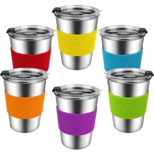 ewsnmata kids stainless steel cups, 12oz toddlers tumbler spill proof for school, kids metal drinking glasses, 6 pack unbreakable water glasses for children, adults, outdoor, indoor