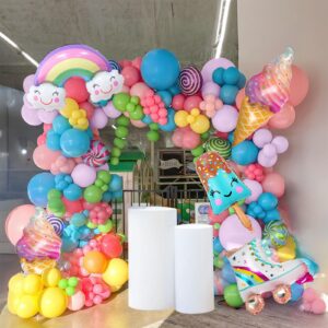 pastel candyland balloon garland kit 160pcs pink purple yellow candy ice cream balloon arch for two sweet one summer sprinkle birthday party decorations