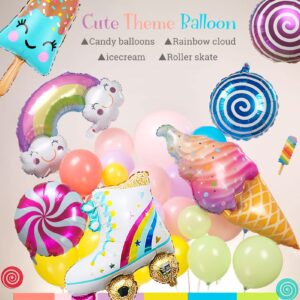 Pastel Candyland Balloon Garland Kit 160pcs Pink Purple yellow Candy ice cream balloon arch for two Sweet one Summer Sprinkle birthday party decorations