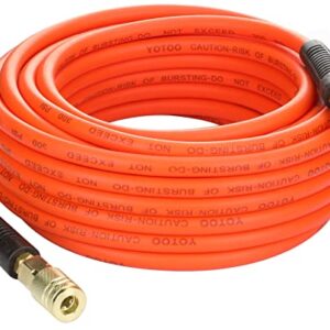 YOTOO Hybrid Air Hose 1/4-Inch by 50-Feet 300 PSI Heavy Duty, Lightweight, Kink Resistant, All-Weather Flexibility with 1/4-Inch Industrial Air Fittings and Bend Restrictors, Orange