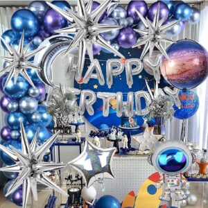 Cadeya 8 Pcs Star Balloons, Huge Silver Explosion Star Aluminum Foil Balloons for Birthday, Baby Shower, Wedding, Bachelorette Party, Disco Party Decorations Supplies