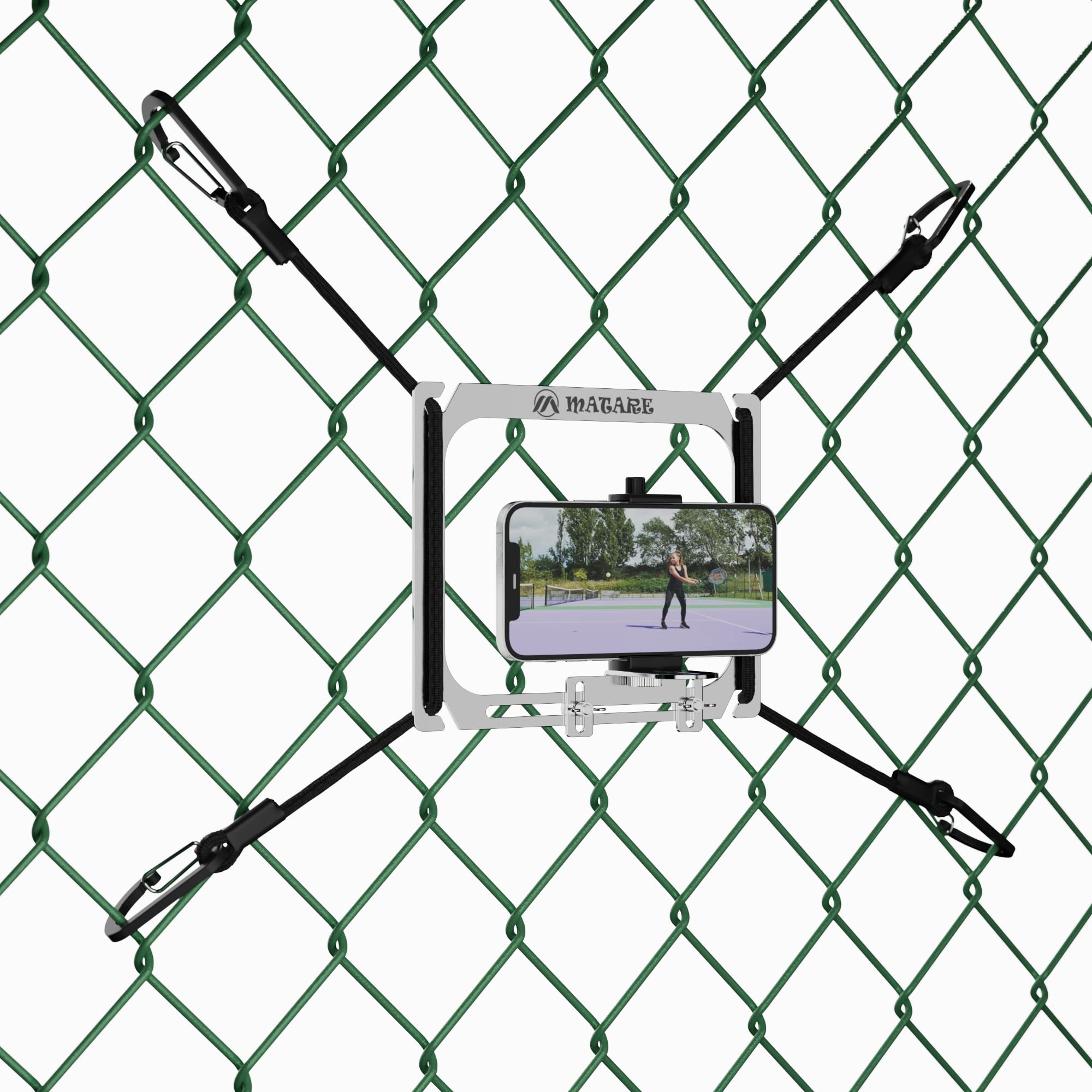 Cell Phone Fence Mount for iPhone, Mevo Start, Phones, GoPro and Other Action Cameras, to a Chain Link Fence for Recording Baseball,Softball and Tennis Games