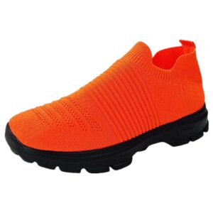 ladmiple sneakers for women running shoes comfortable women's low top sneakers slip on canvas shoes comfort platform walking shoes dressy casual summer fashion non slip flats loafers orange