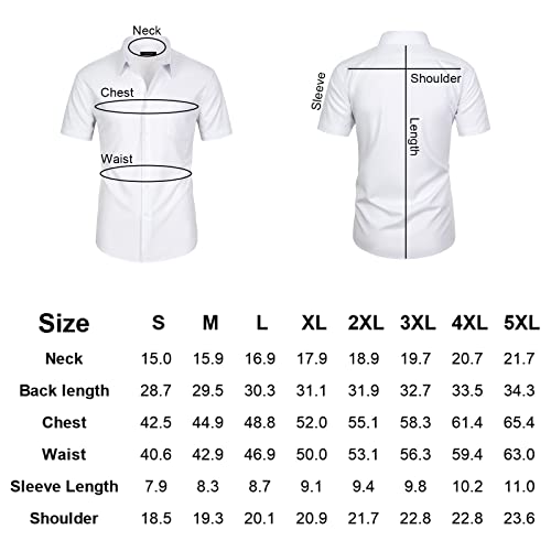 FAHIZO Men's Short Sleeve Dress Shirt Regular Fit Soild Casual Business Stretch Button Down Shirts with Pocket, Green-L