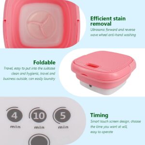 Washing Machine Portable, Mini Foldable Washer and Spin Dryer Small Foldable Bucket Washer for Camping, RV, Travel, Small Spaces, Lightweight and Easy to Carry (Plastic Pink)