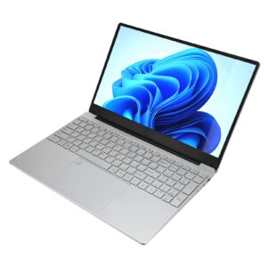 fotabpyti laptop, 15.6in laptop 100-240v silver backlit keyboard 2k resolution ips screen for windows 10 for study (12+256g us plug)