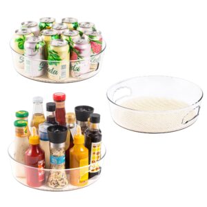 3 pack lazy susan organizer for pantry storage with non-skid liner, 12" clear rotating lazy susan turntable for coner cabinet, kitchen sink, bathroom, countertop, lift-up design for easy moving