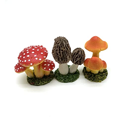 Aliotech 3pcs Mini Mushroom Figurines Lawn Garden Cute Micro Decoration Statues Figurines for Garden Ornaments Plant Pots Bonsai Landscape Model Ornaments Decor DIY